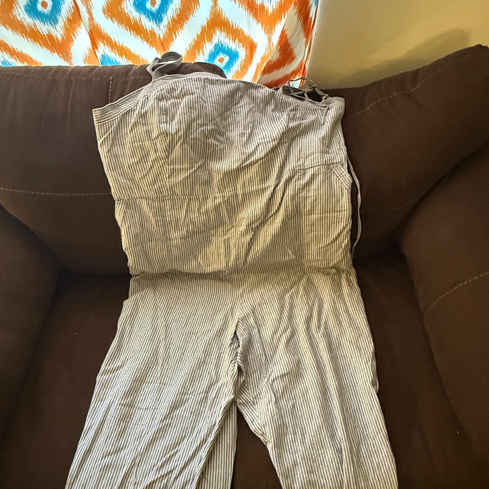 NWOT Striped Jumpsuit with Adjustable ties straps
